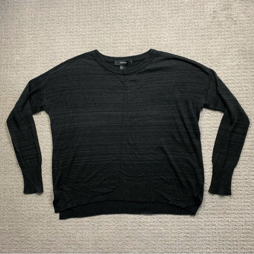 Forever 21 Black Burnout Drop Shoulder Sweater Women Small